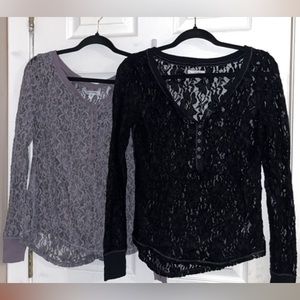 Aeropostale Women's Long Sleeve Lace Tops🖤🩶